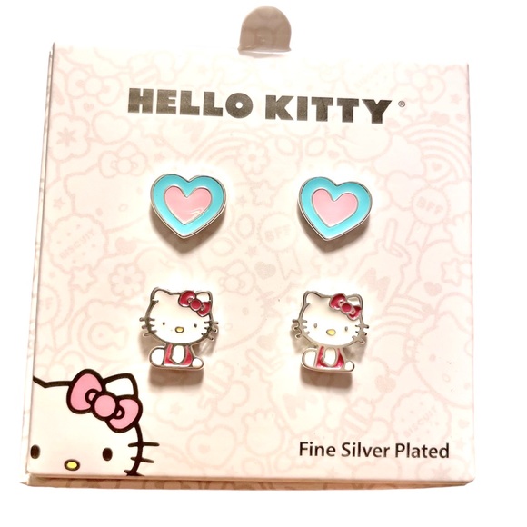 🎀 Hello Kitty Mix and Match Silver plated 2pc Stud Earrings Set Brand New 🎀 - Picture 3 of 9